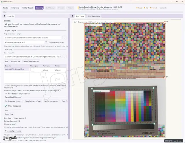 Profile targets scan alignment interface