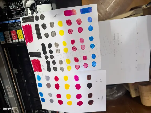 Light resistance tests of inks. Tried 2 brands (bottom), none of them are any good in terms of lightfastness, and the colors are not so accurate too. I also tried 3 brands of pigment inks (top)